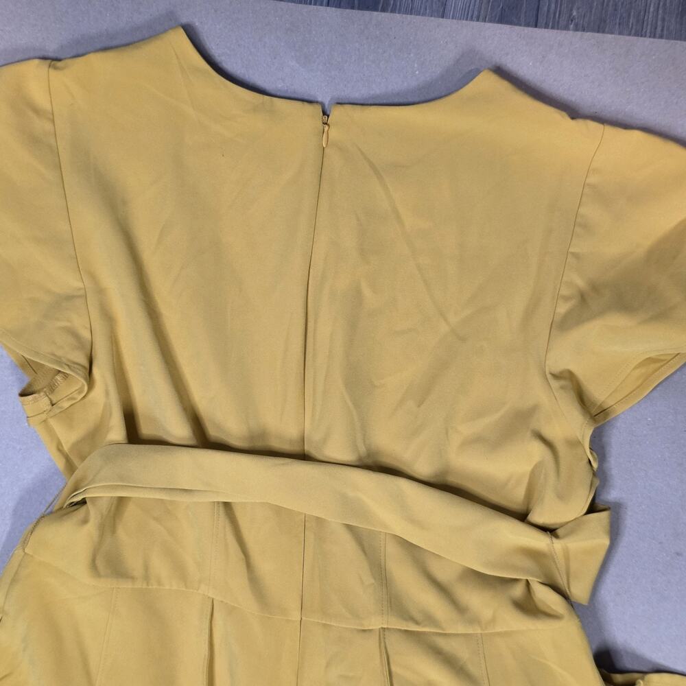 Lane Bryant 18 Lena Seamed Wide Leg Jumpsuit Flutter Sleeve mustard Belted NWT - Picture 11 of 13